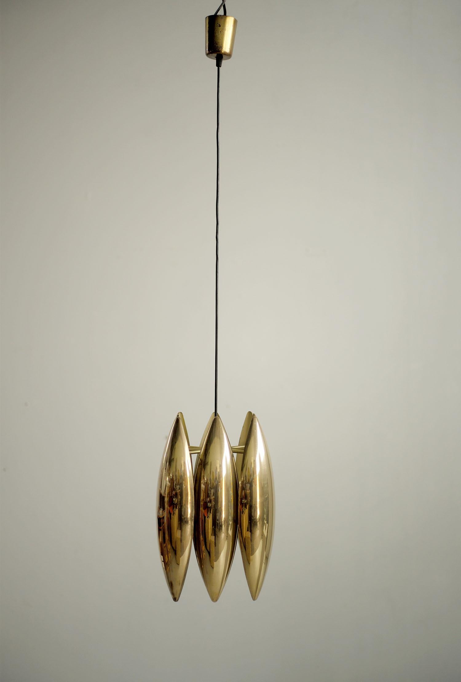 Brass Jo Hammerborg, Kastor pendant light for Fog & Morup, Denmark, 1969. For Sale