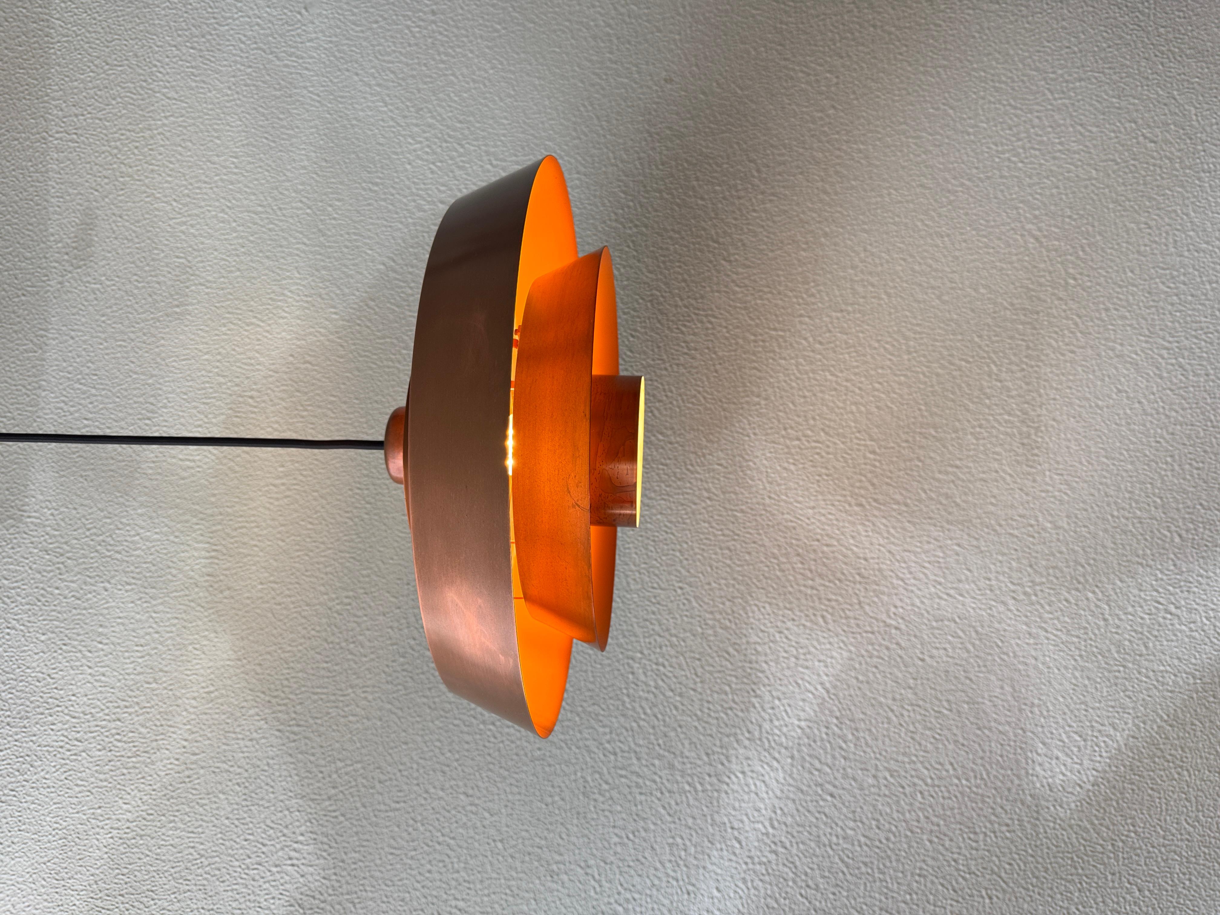 Mid-Century Modern Jo Hammerborg Nova Patinated Copper Ceiling Lamp Fog & Mørup Denmark 1960s For Sale