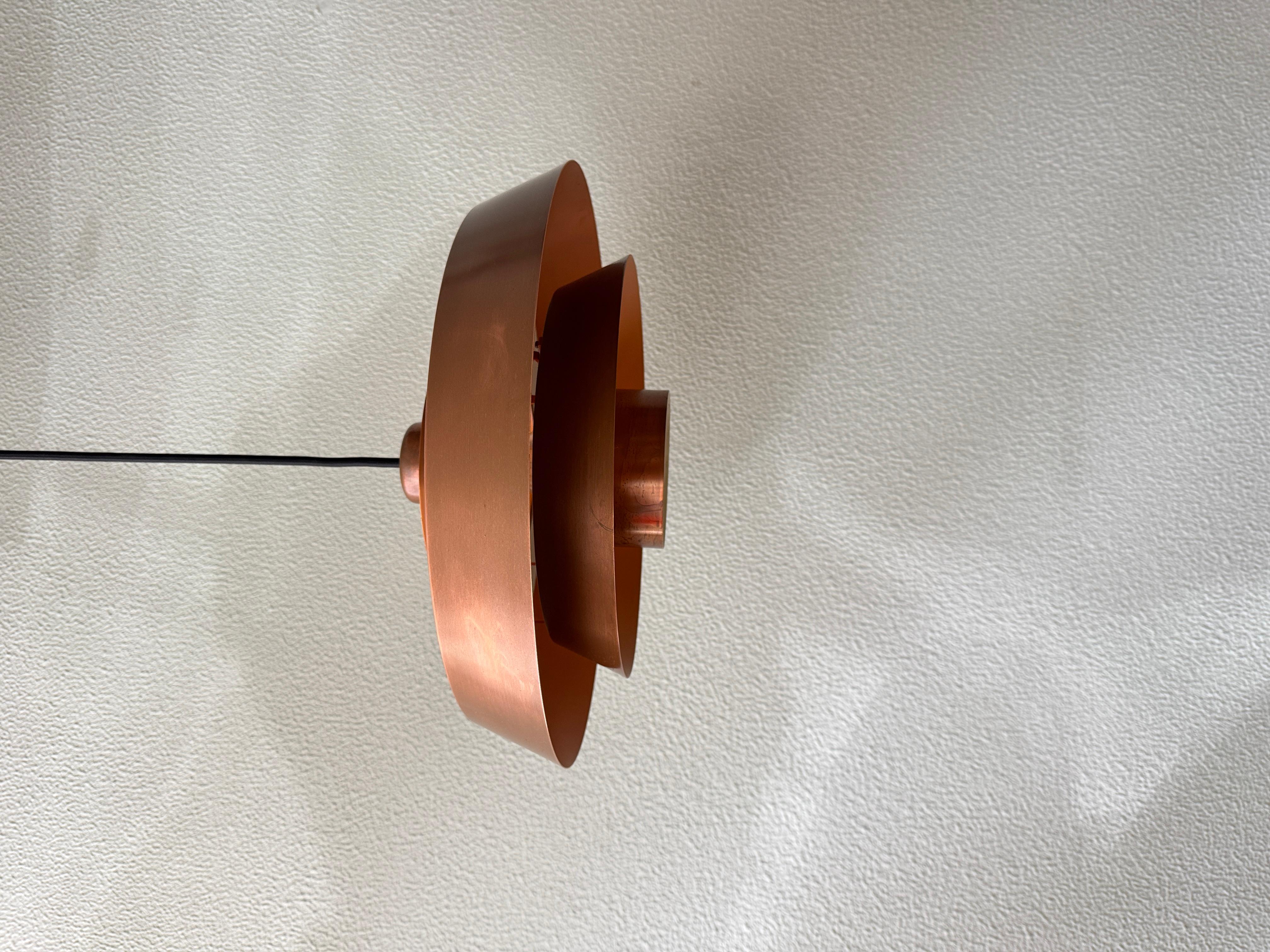 Danish Jo Hammerborg Nova Patinated Copper Ceiling Lamp Fog & Mørup Denmark 1960s For Sale