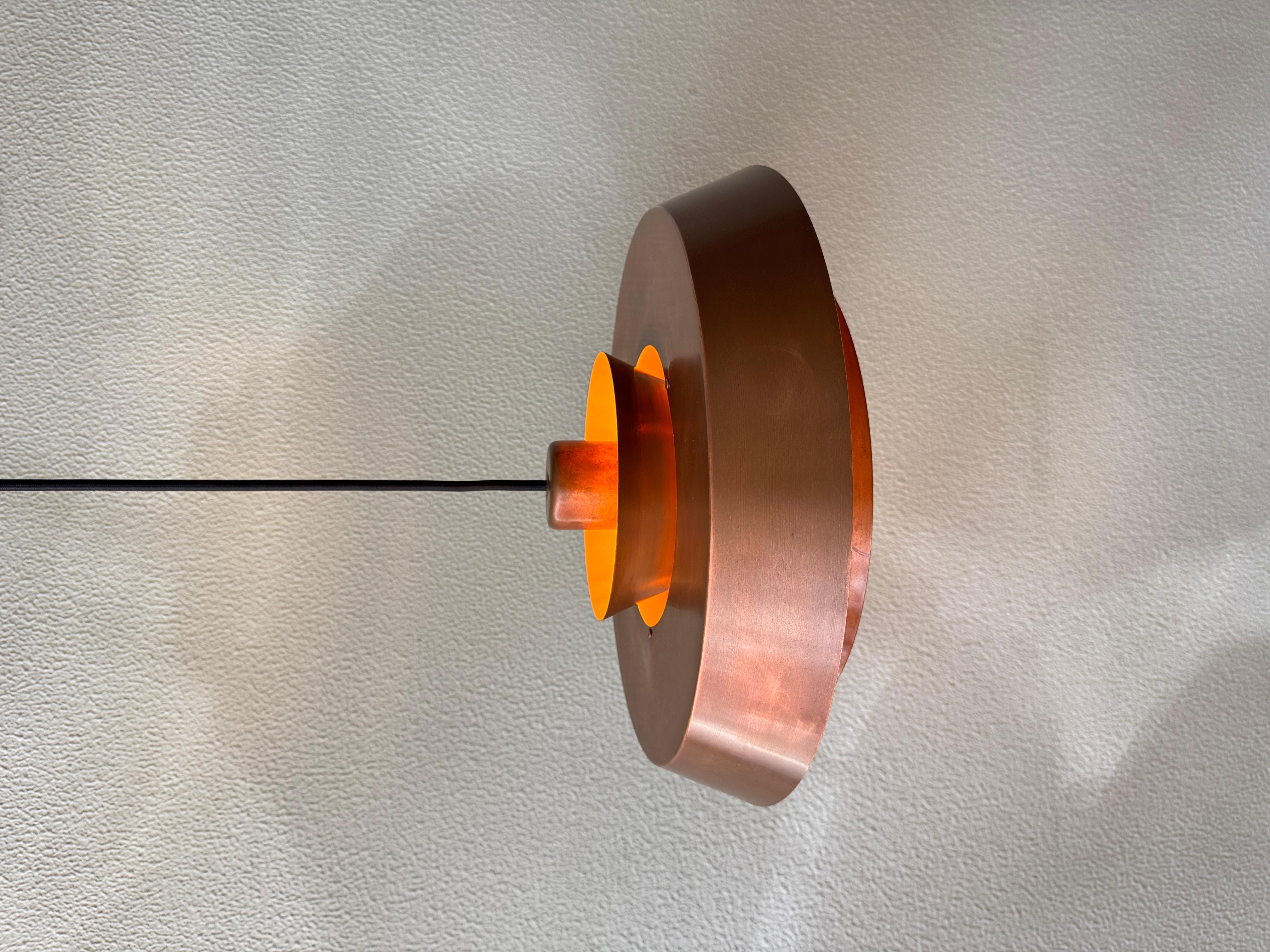 Mid-20th Century Jo Hammerborg Nova Patinated Copper Ceiling Lamp Fog & Mørup Denmark 1960s For Sale