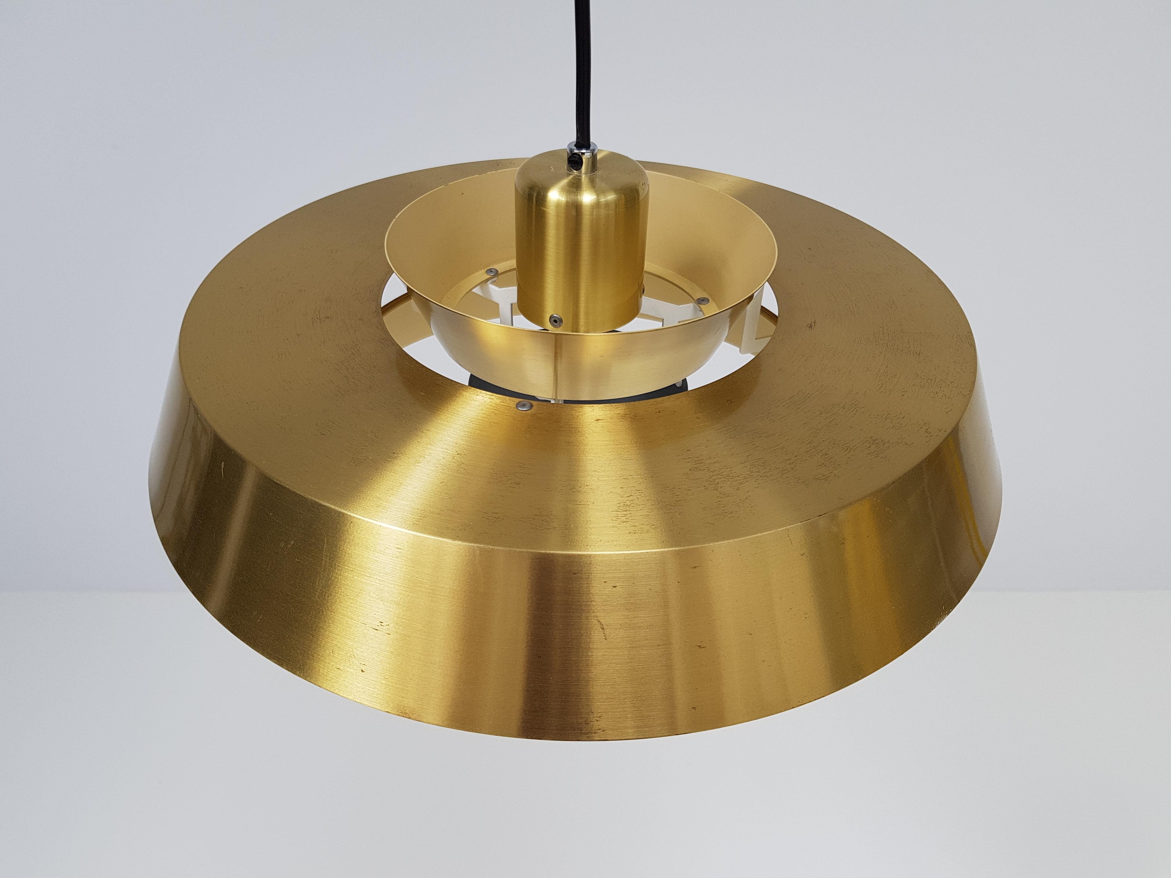 Danish Jo Hammerborg Nova Pendant Light in Brass for Fog & Mørup, Denmark, 1960s