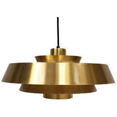 Jo Hammerborg Nova Pendant Light in Brass for Fog & Mørup, Denmark, 1960s