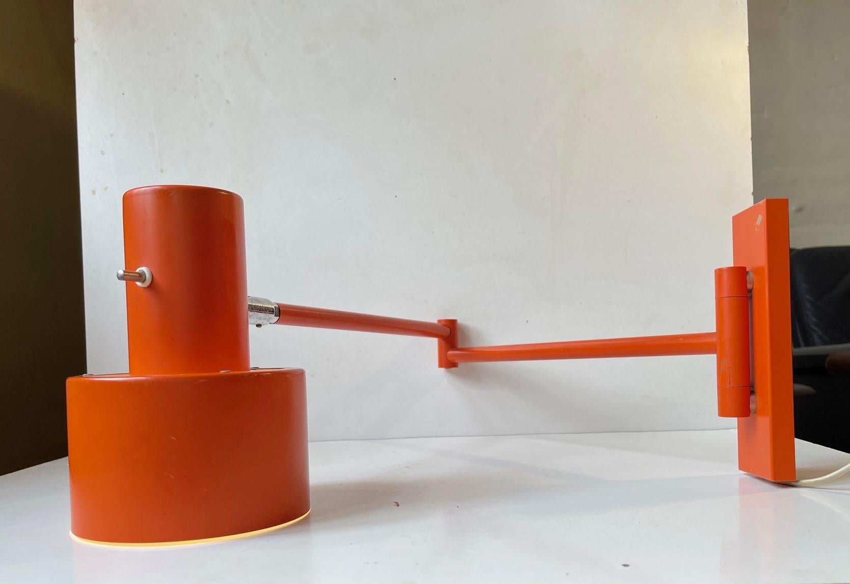 Scandinavian Modern Jo Hammerborg Orange Skala Swing Arm Wall Lamp for Fog & Mørup For Sale