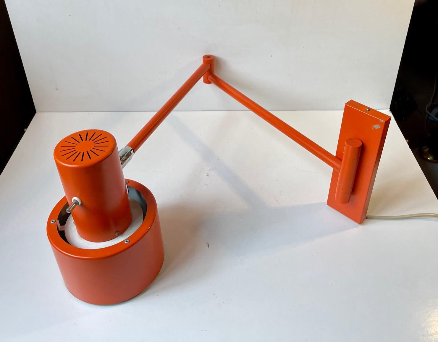 Mid-20th Century Jo Hammerborg Orange Skala Swing Arm Wall Lamp for Fog & Mørup For Sale