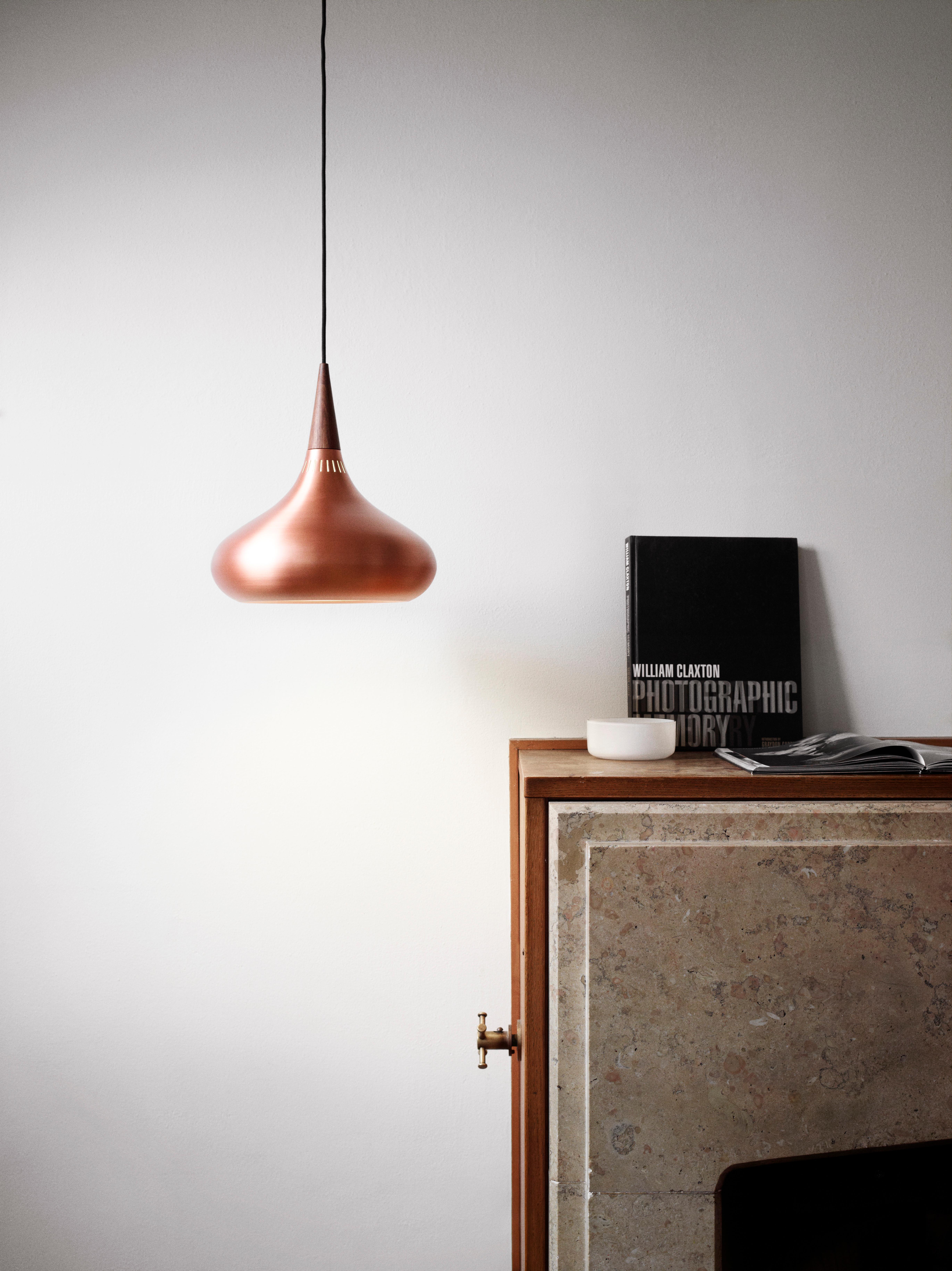 Danish Jo Hammerborg 'Orient' Pendant Lamp for Fritz Hansen in Copper and Rosewood For Sale