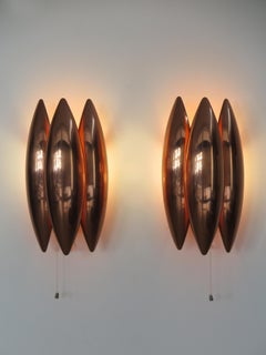 Jo Hammerborg Scandinavian Midcentury Copper "Kastor" Wall Lights, Denmark 1960
