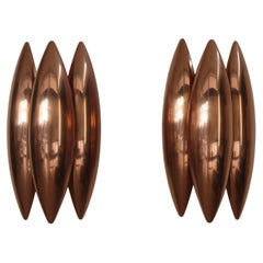 Vintage Jo Hammerborg Scandinavian Midcentury Copper "Kastor" Wall Lights, Denmark 1960