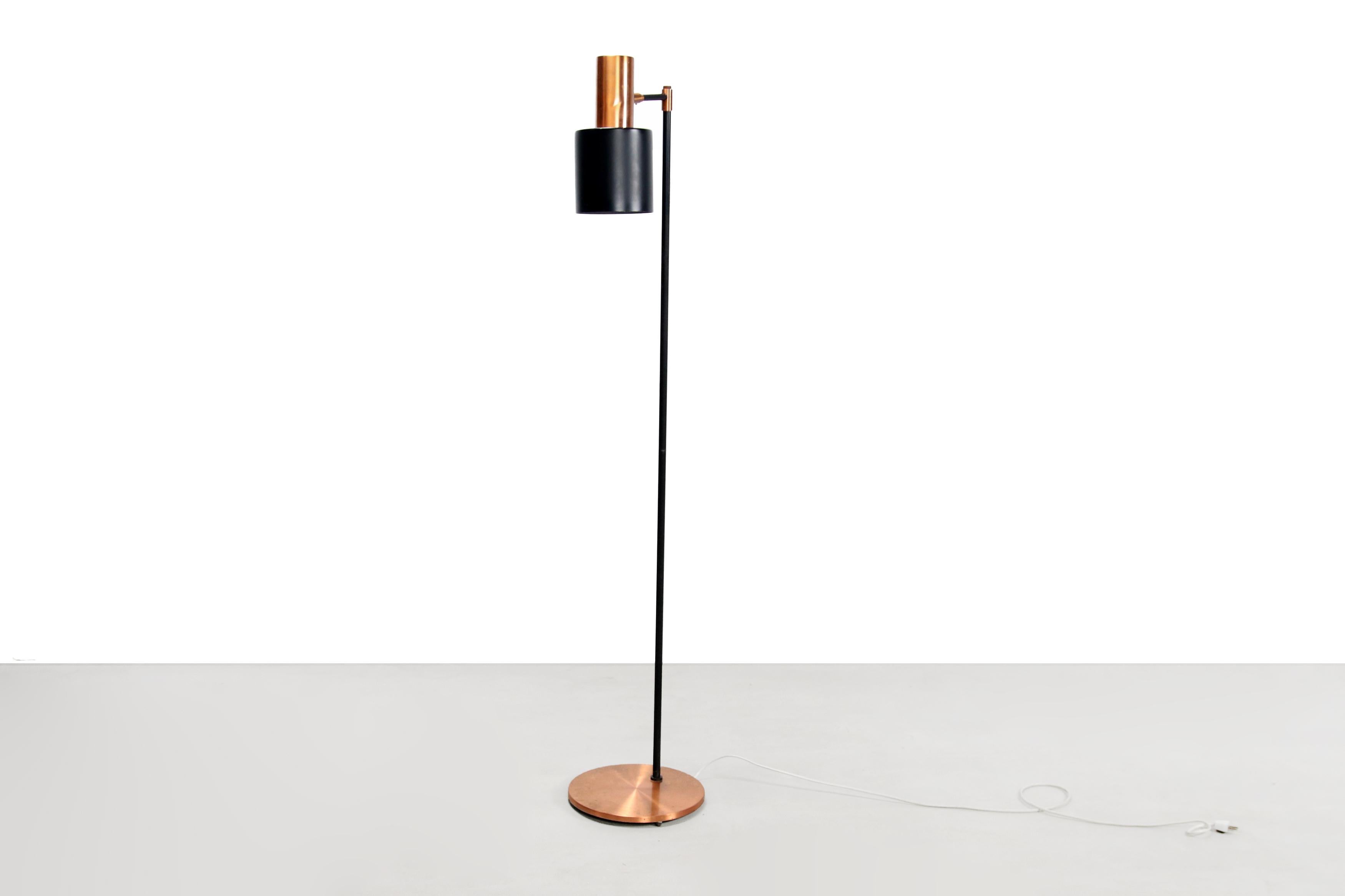 Mid-Century Modern Jo Hammerborg Studio Floor Lamp in Copper by Fog & Mørup, Denmark, 1960
