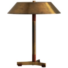 Jo Hammerborg Table Lamp in Brass and Teak Wood Model President