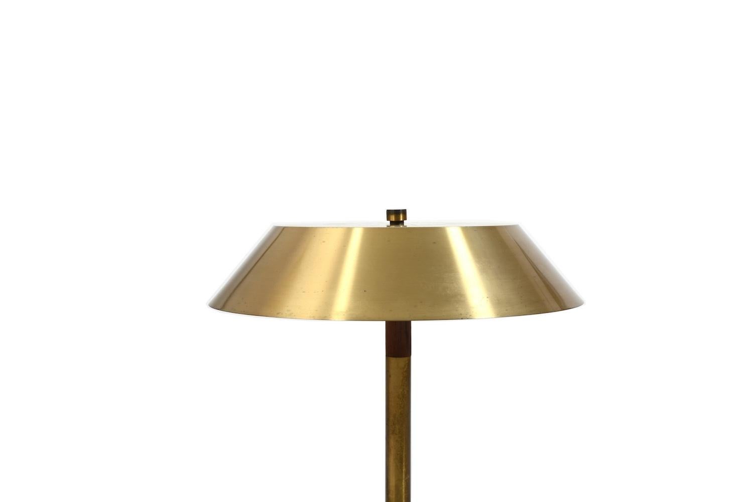 Scandinavian Modern Jo Hammerborg Teak / Brass Table Lamp 