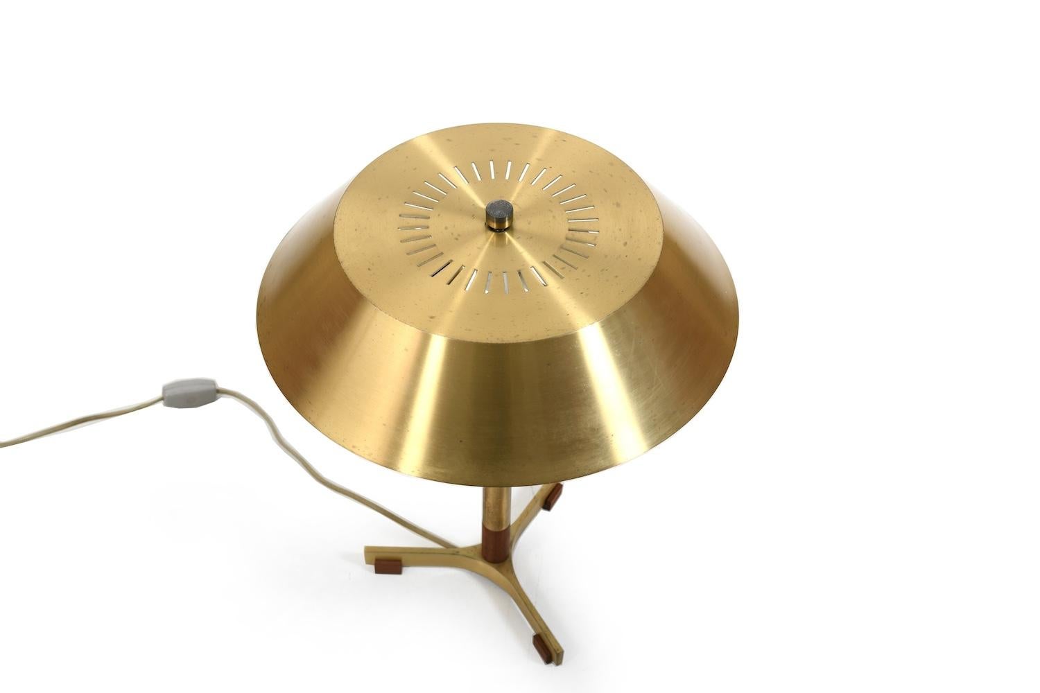 20th Century Jo Hammerborg Teak / Brass Table Lamp 