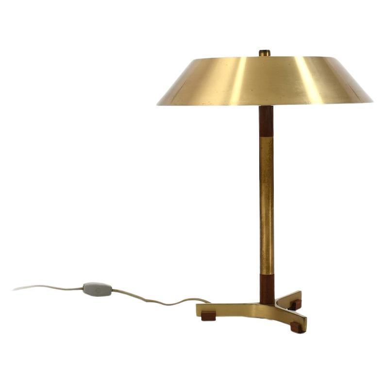 Jo Hammerborg Teak / Brass Table Lamp "President" 1960s For Sale