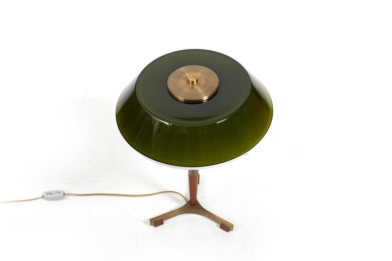 Scandinavian Modern Jo Hammerborg Teak / Brass Table Lamp 