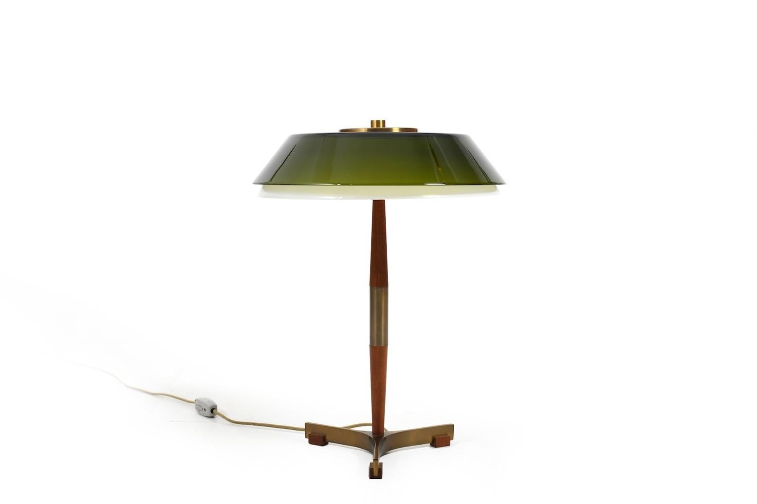 Danish Jo Hammerborg Teak / Brass Table Lamp 
