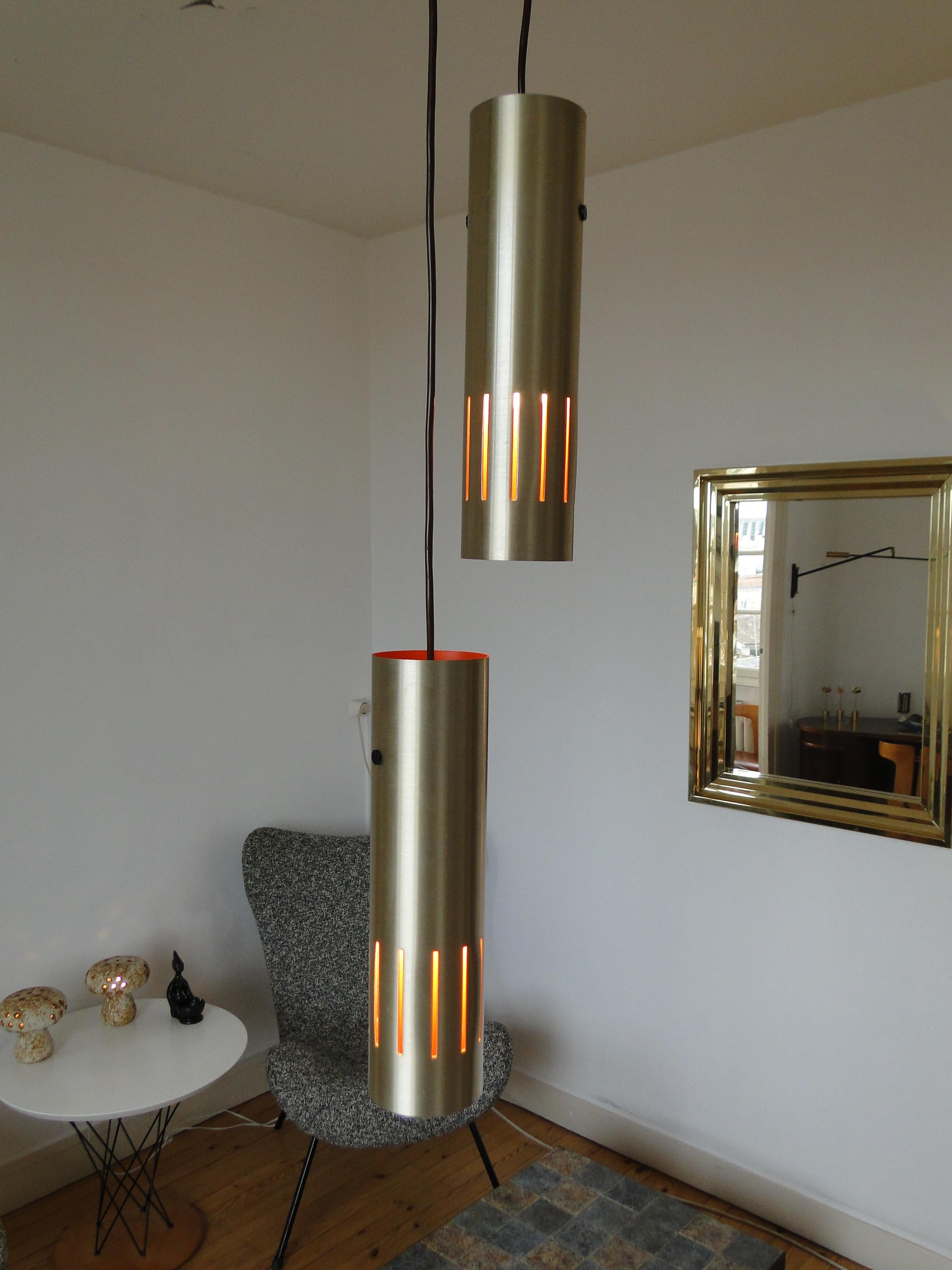 Paire de lampes à suspension en laiton Trombone de Jo Hammerborg pour Fog Morup en vente 6