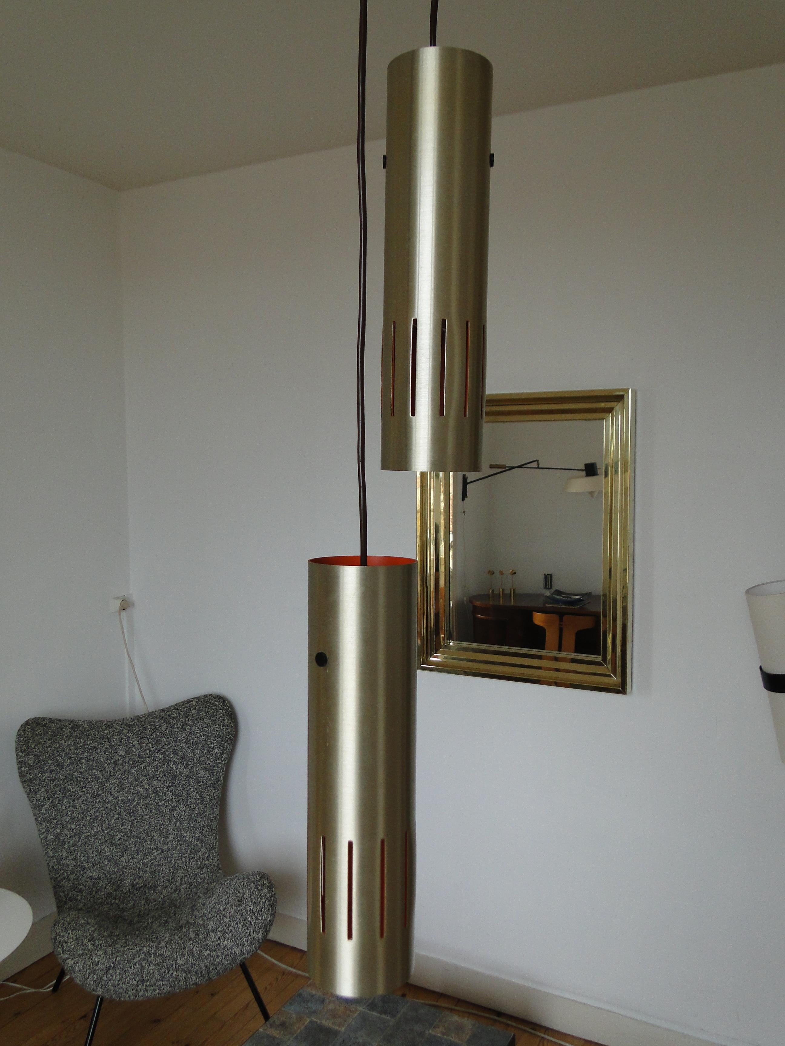 Paire de lampes à suspension en laiton Trombone de Jo Hammerborg pour Fog Morup en vente 8