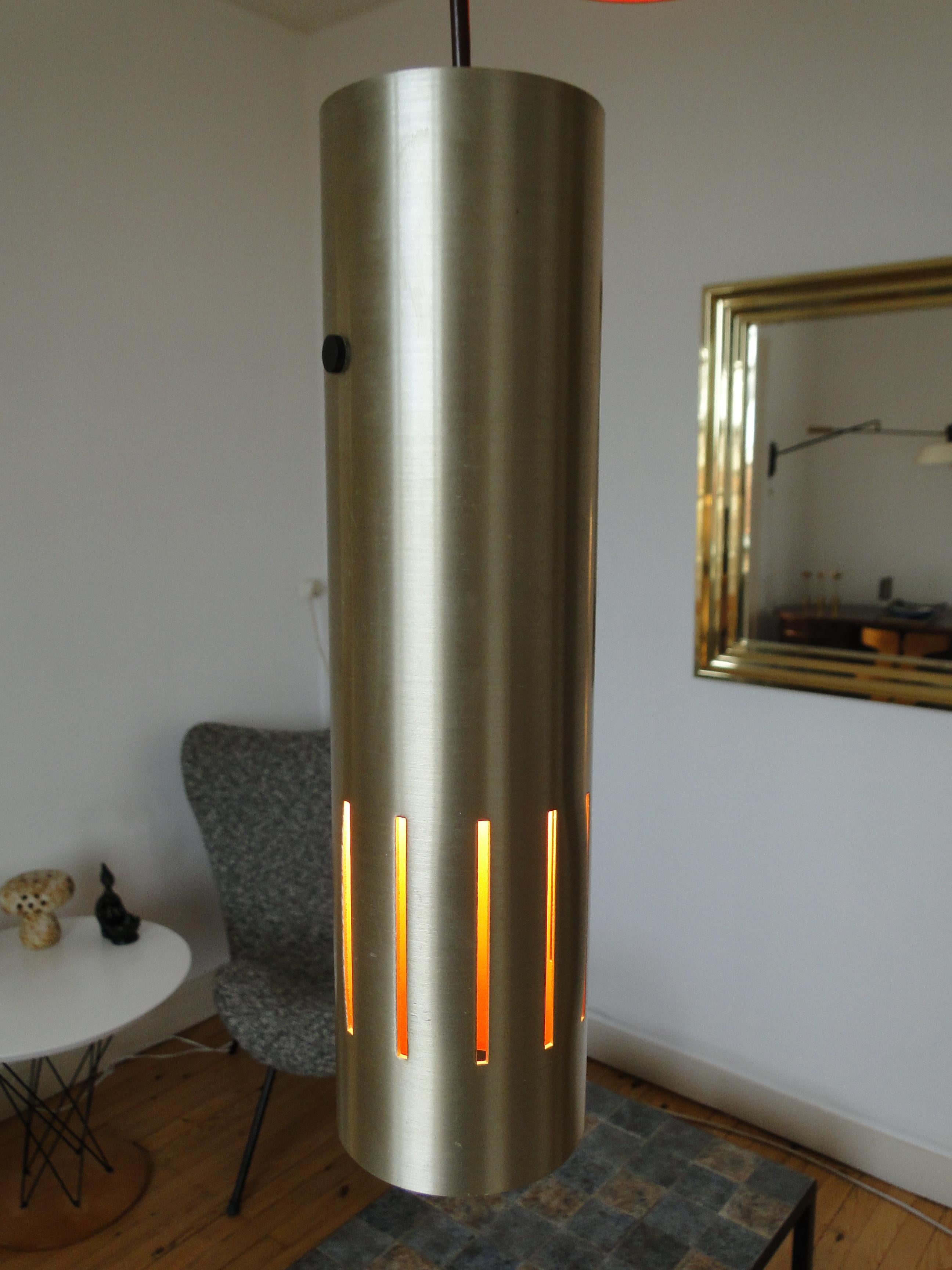 Anodisé Paire de lampes à suspension en laiton Trombone de Jo Hammerborg pour Fog Morup en vente