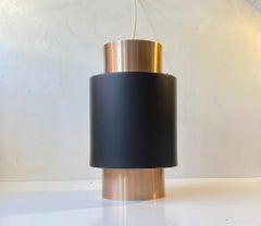 Jo Hammerborg Tunika Copper Pendant Lamp for Fog & Mørup, Danish 1960s