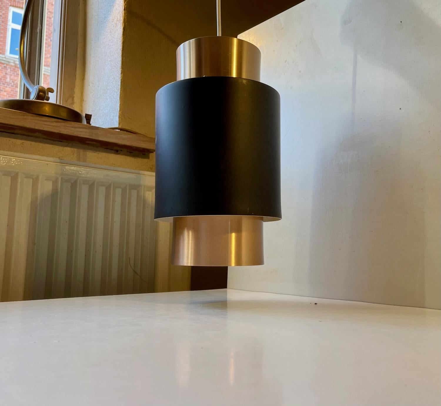 Jo Hammerborg Tunika Copper Pendant Lamp for Fog & Mørup, Danish 1960s In Good Condition For Sale In Esbjerg, DK