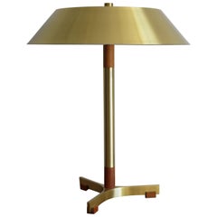Jo Hammerporg Brass Teak Scandinavian President Lamp for Fog & Morup, 1950s