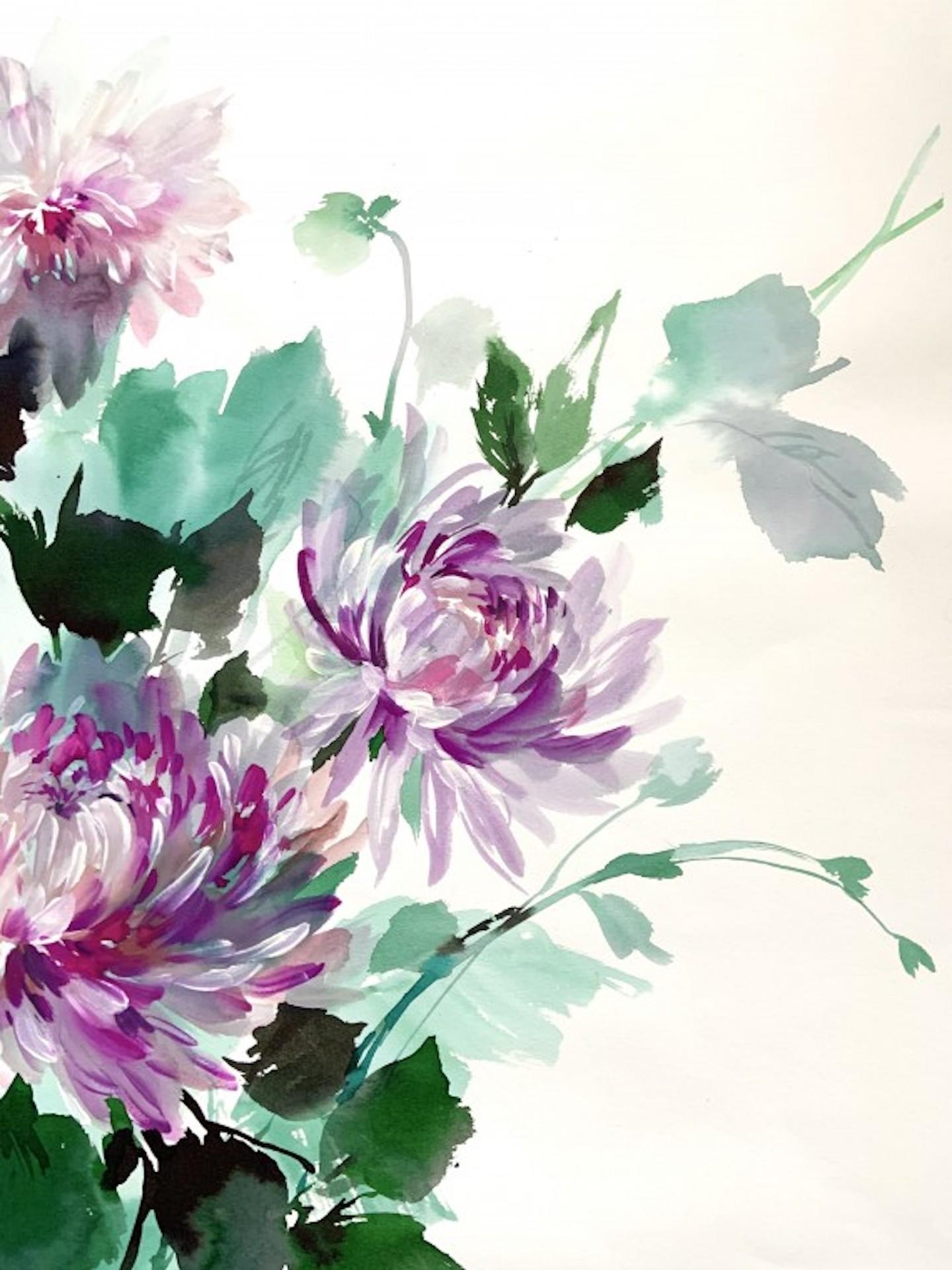 Jo Haran
Drenched Chrysanthemums 
Original
Flowers
Watercolour, gouache and gesso
Image size: H:73 cm x W:54 cm
Paper size: H:76 cm x W:56 cm x D:0.001cm
Sold Unframed

Please note that insitu images are purely an indication of how a piece may