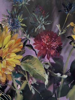 Jo Haran, Cabezas inclinadas, Pintura floral original, Arte asequible