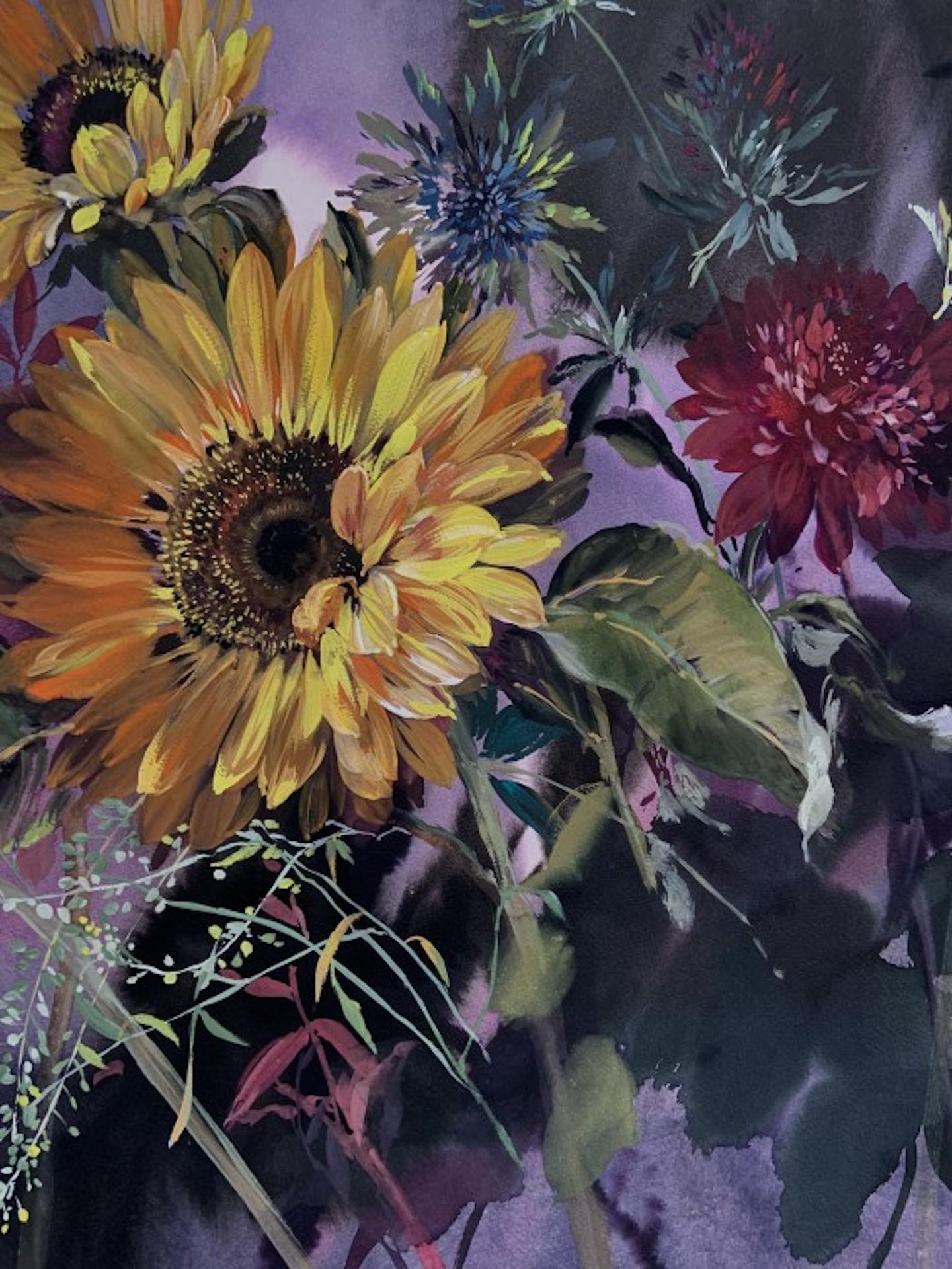 Jo Haran, Teste chinate, Pittura floreale originale, Arte accessibile in vendita 4