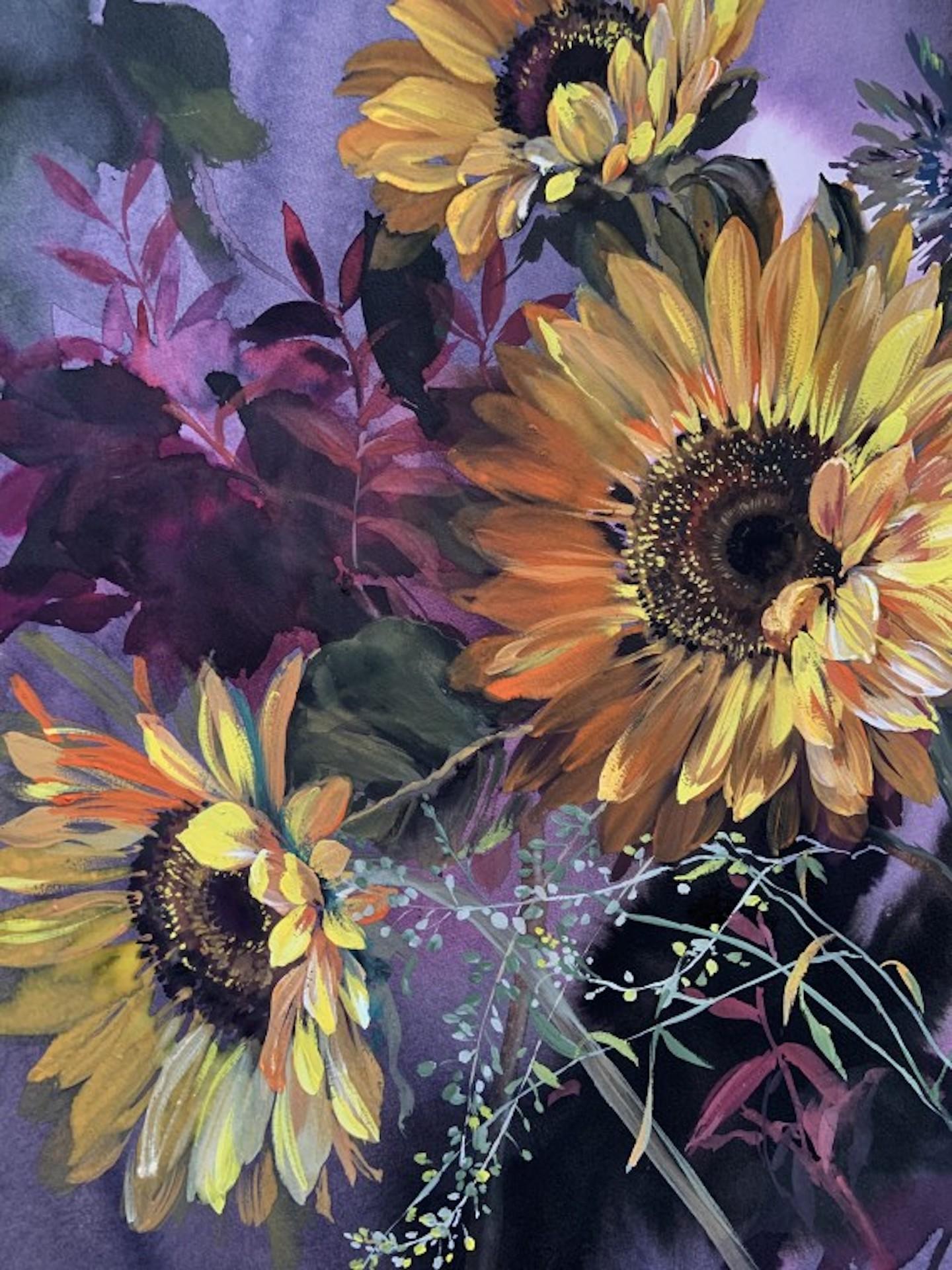 Jo Haran, Teste chinate, Pittura floreale originale, Arte accessibile in vendita 5