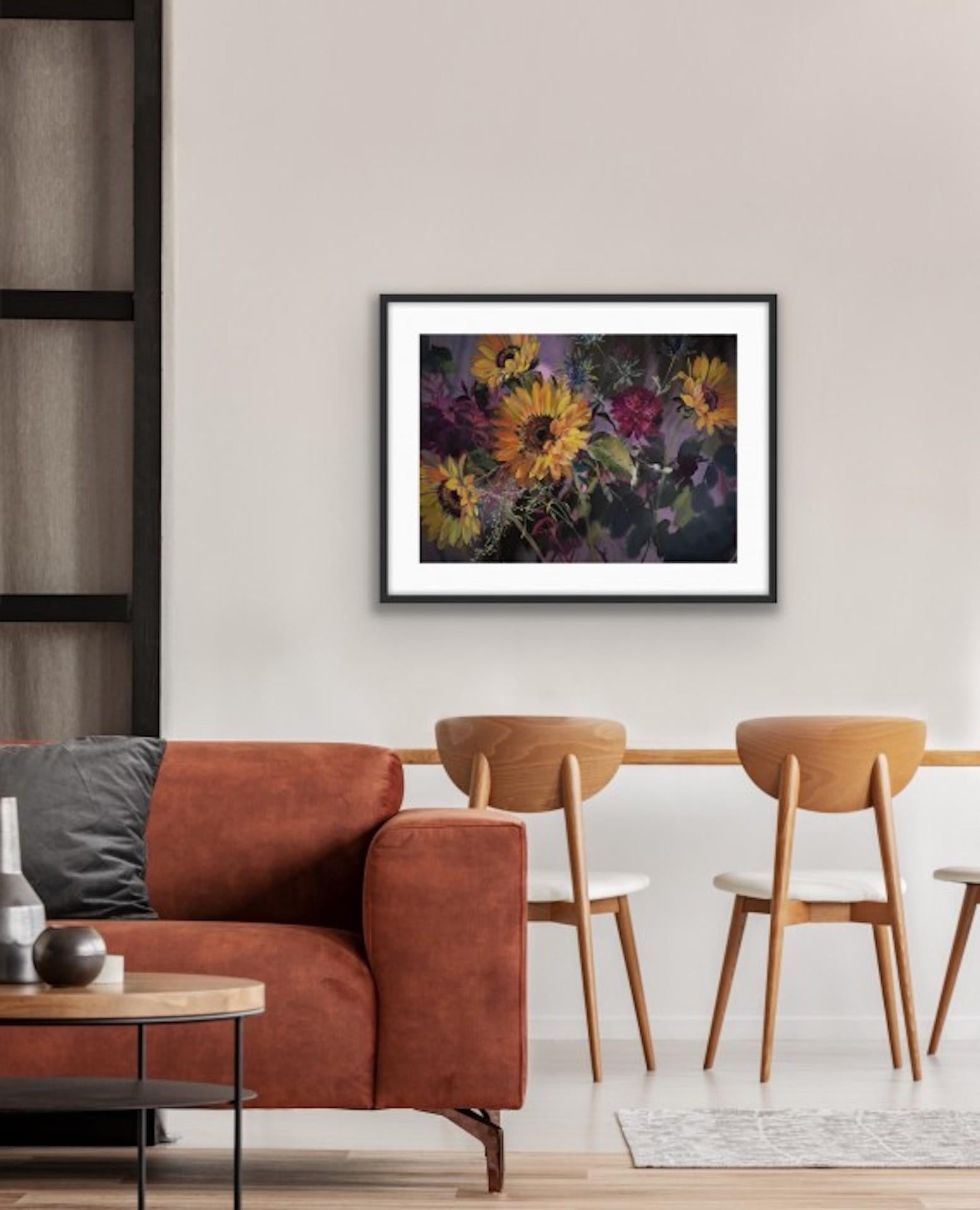 Jo Haran, Teste chinate, Pittura floreale originale, Arte accessibile in vendita 7