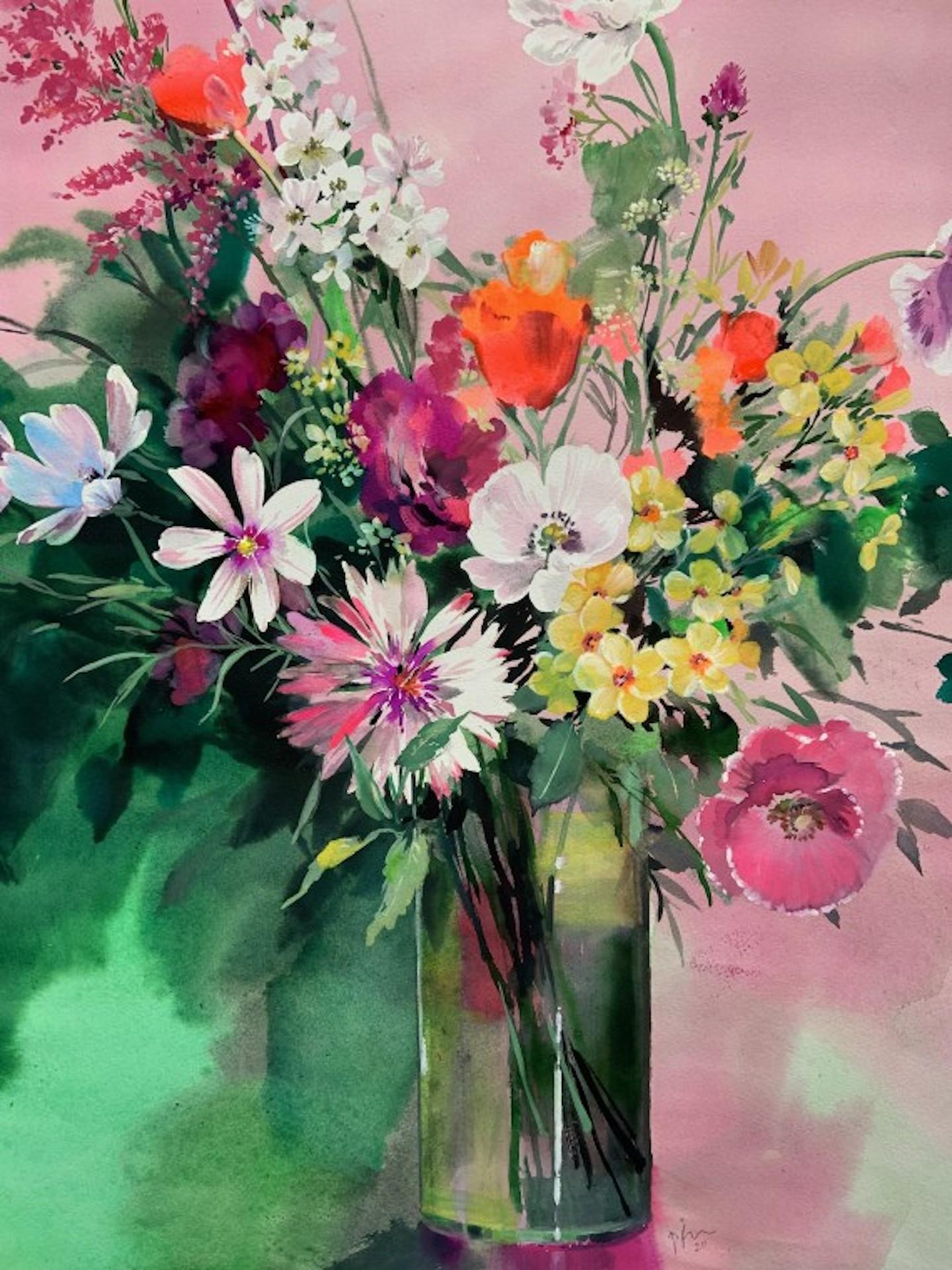 Jo Haran, Jewelled Posy, peinture florale originale de nature morte, art abordable en vente 1