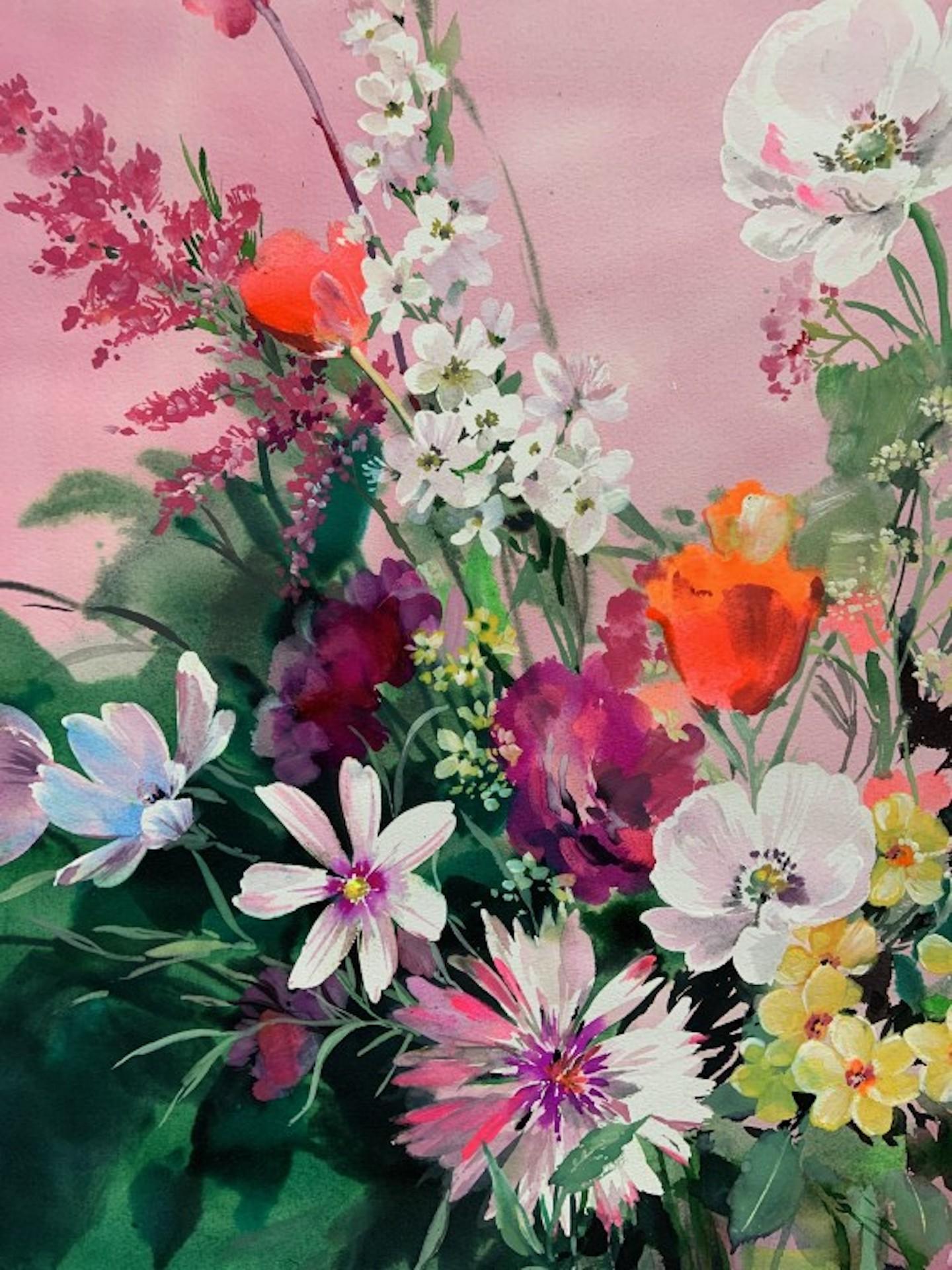 Jo Haran, Jewelled Posy, peinture florale originale de nature morte, art abordable en vente 2