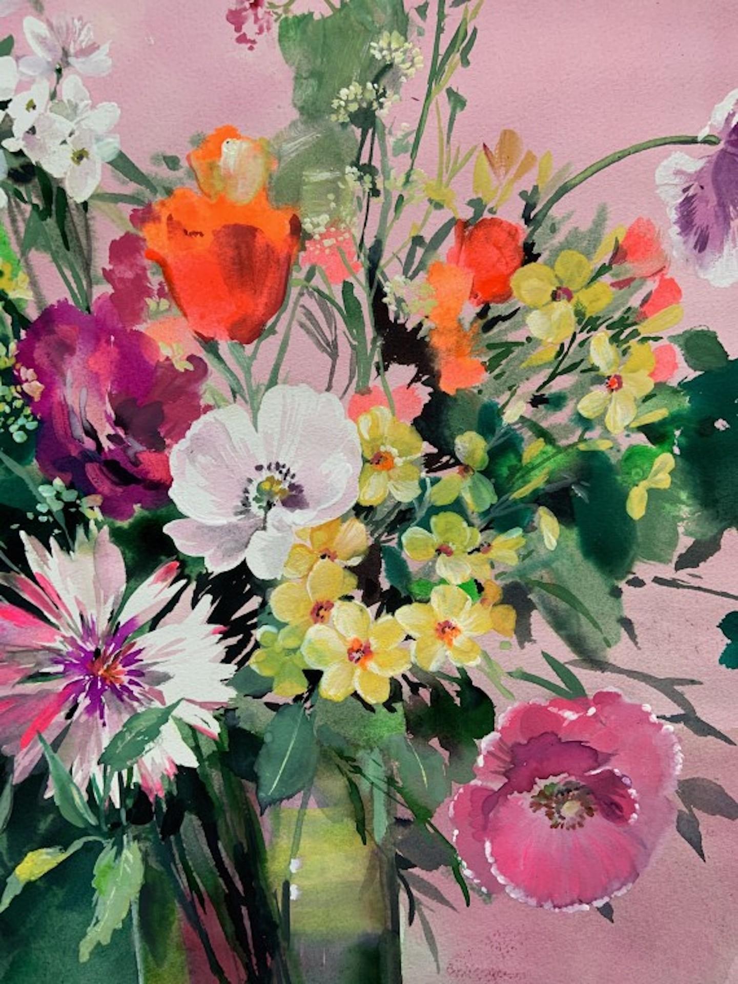 Jo Haran, Jewelled Posy, peinture florale originale de nature morte, art abordable en vente 4