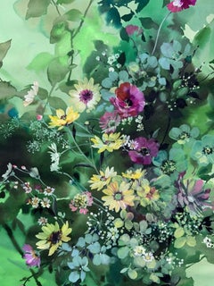 Jo Haran, Carpet of Flowers, Original Mixed Media Still Life Floral Art