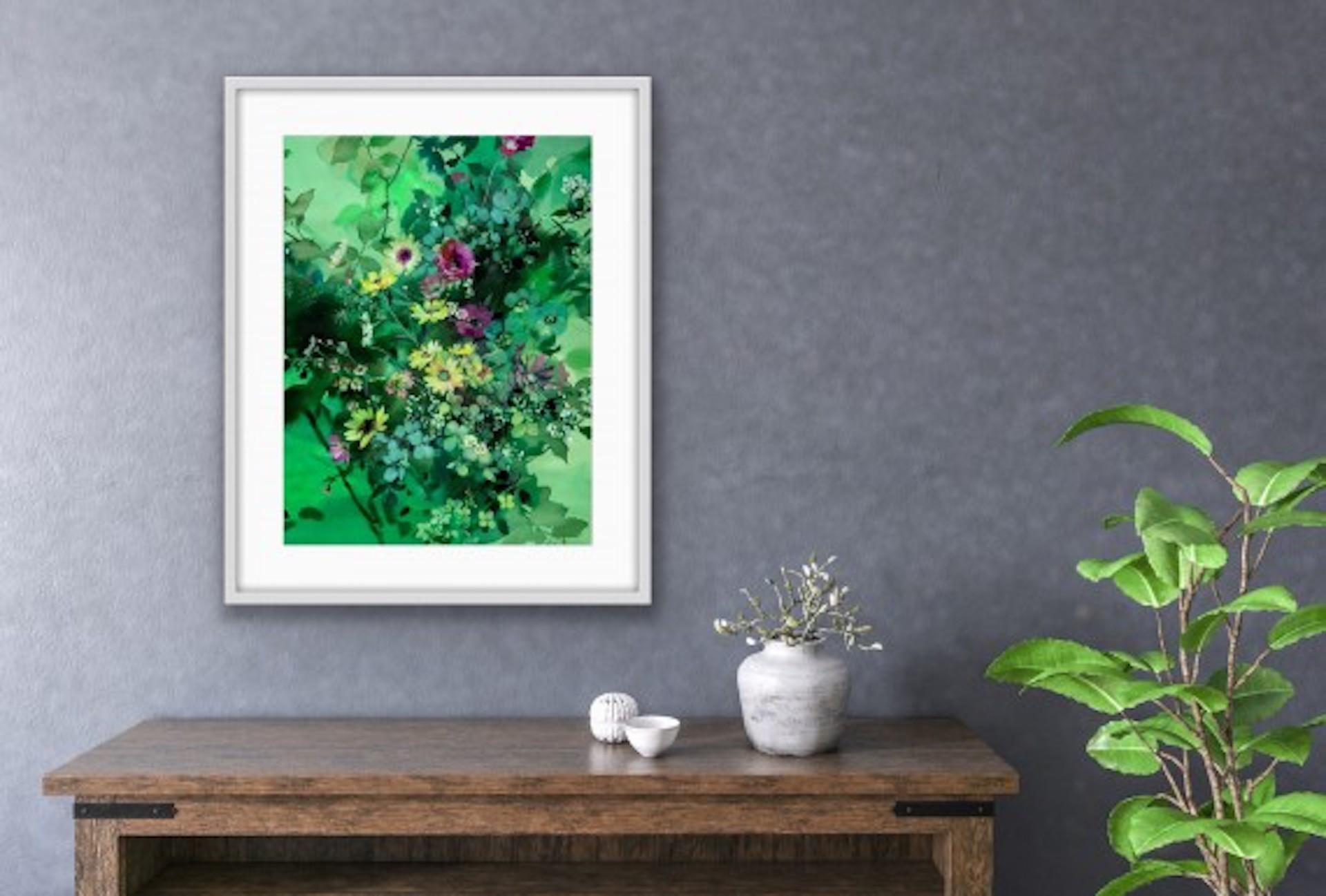 Jo Haran, Alfombra de flores, bodegón original en técnica mixta Arte floral en venta 5