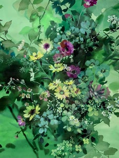 Jo Haran, Carpet of Flowers, Original Mixed Media Still Life Floral Art