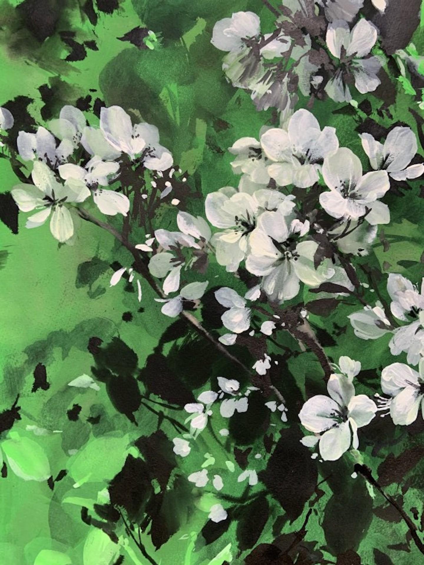 Jo Haran, Delight in Green, Original Contemporary Painting, Floral Art For Sale 2