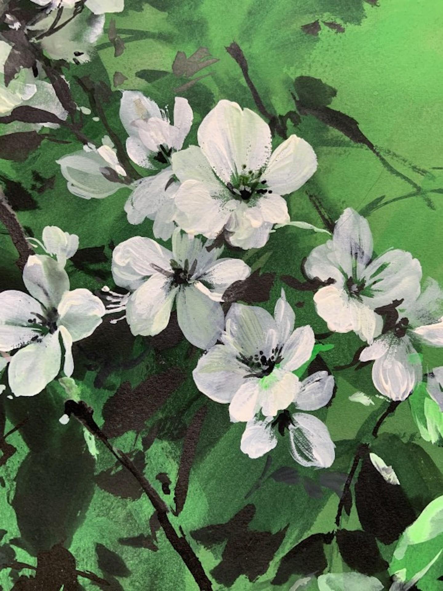 Jo Haran, Delight in Green, Original Contemporary Painting, Floral Art For Sale 3