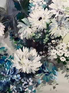 Jo Haran, Petalled Grey, Original Floral Painting, Affordable Art
