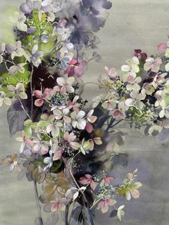 Jo Haran, Season End, Original Floral Painting, Affordable Art, Hydrangea Art