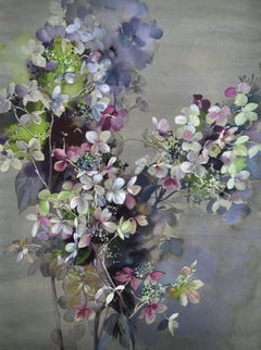 Jo Haran, Season End, Original Floral Painting, Affordable Art, Hydrangea Art