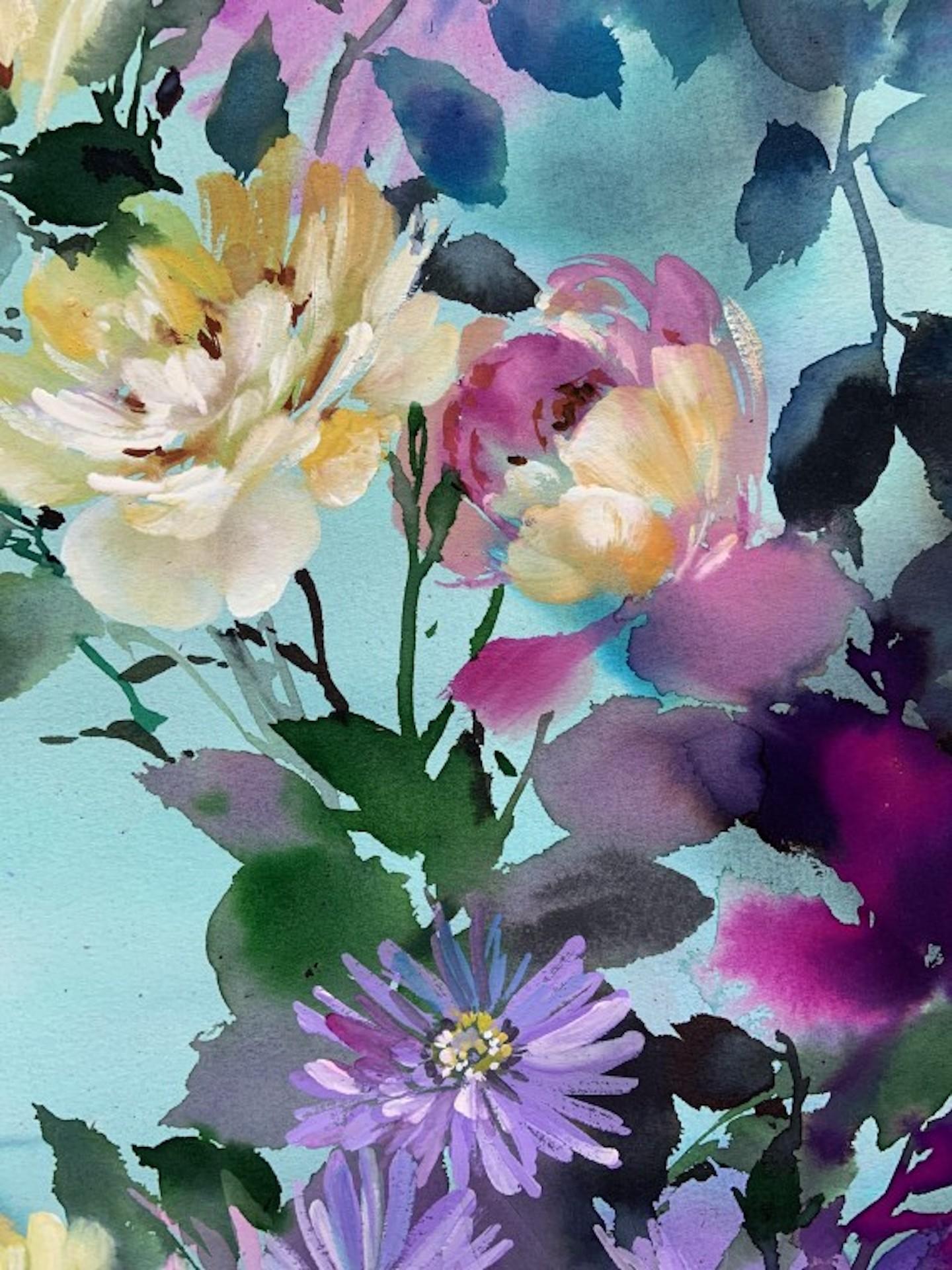Jo Haran, Floral Essence, Original farbenfrohes geblümtes Gemälde, preiswerte Kunst im Angebot 3