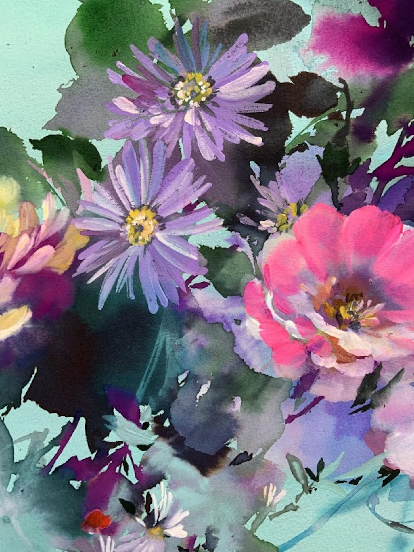 Jo Haran, Floral Essence, Original Colourful Floral Painting, Affordable Art For Sale 3