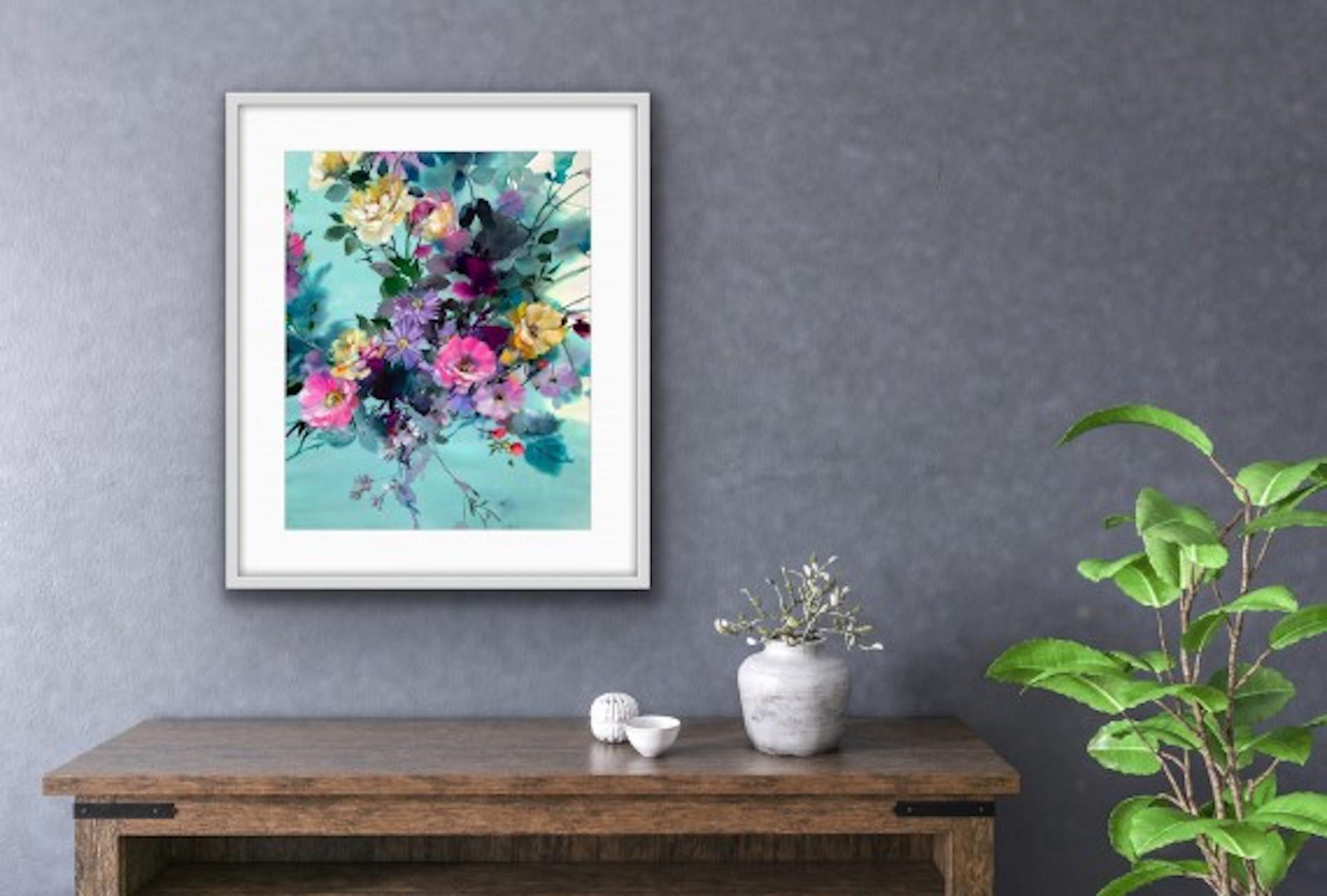 Jo Haran, Floral Essence, Original Colourful Floral Painting, Affordable Art For Sale 4