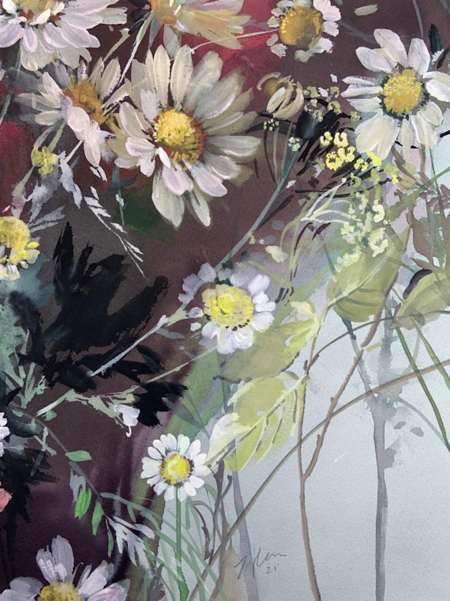 Jo Haran, Daisy Array, Contemporary Floral Art, Affordable Art For Sale 1
