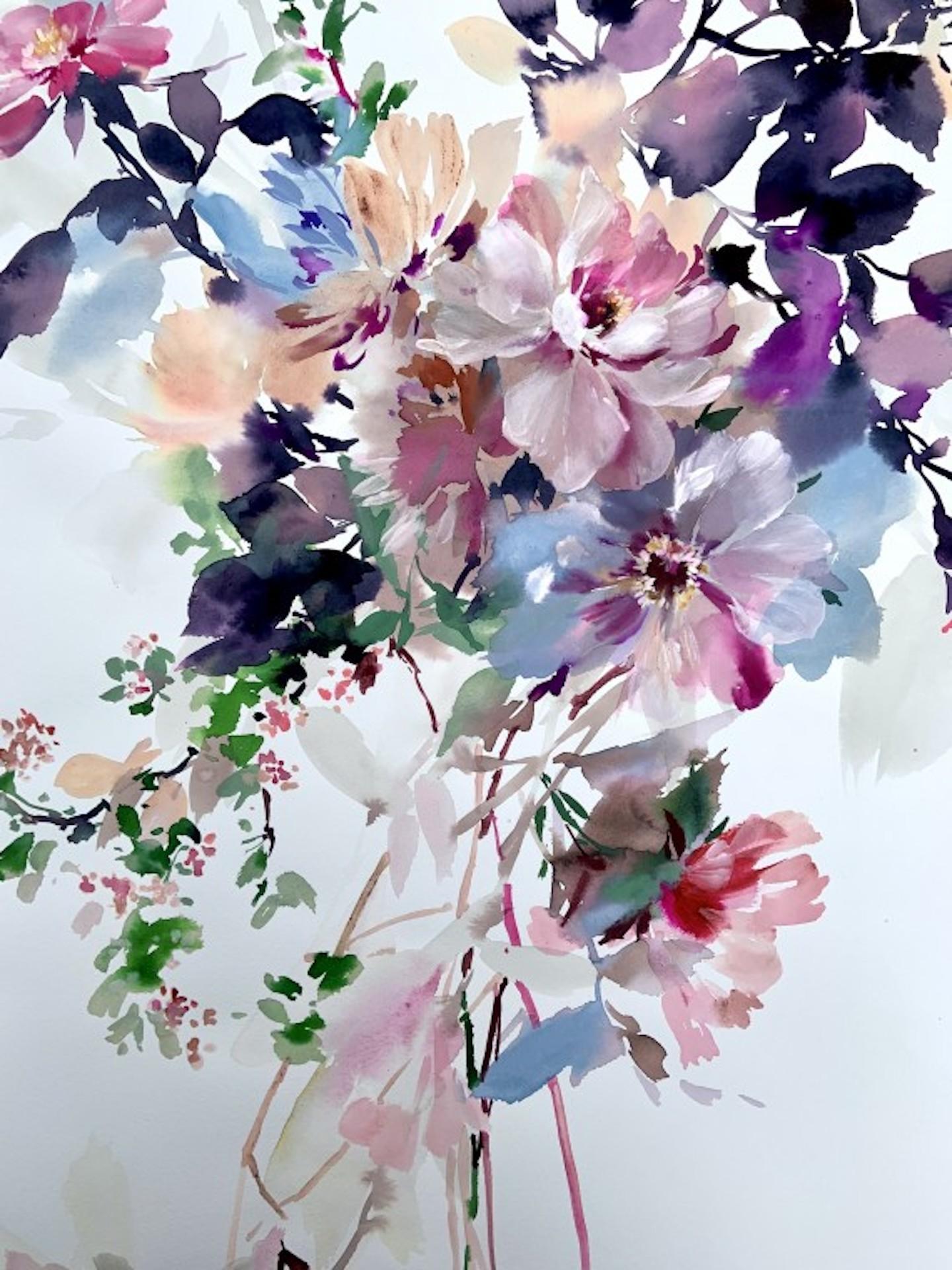 Jo Haran, Soft Blooms on Stems, natures mortes originales, art floral, art accessible en vente 1