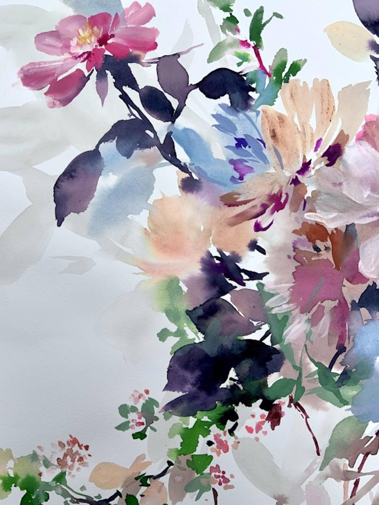 Jo Haran, Soft Blooms on Stems, natures mortes originales, art floral, art accessible en vente 2