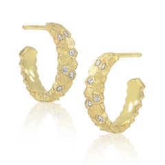Jo Hayes Ward - Boucles d'oreilles cerceau double hexagone en or et diamant