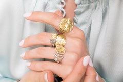 Jo Hayes Ward White Diamond Baguette Reflective Gold Curve Ring