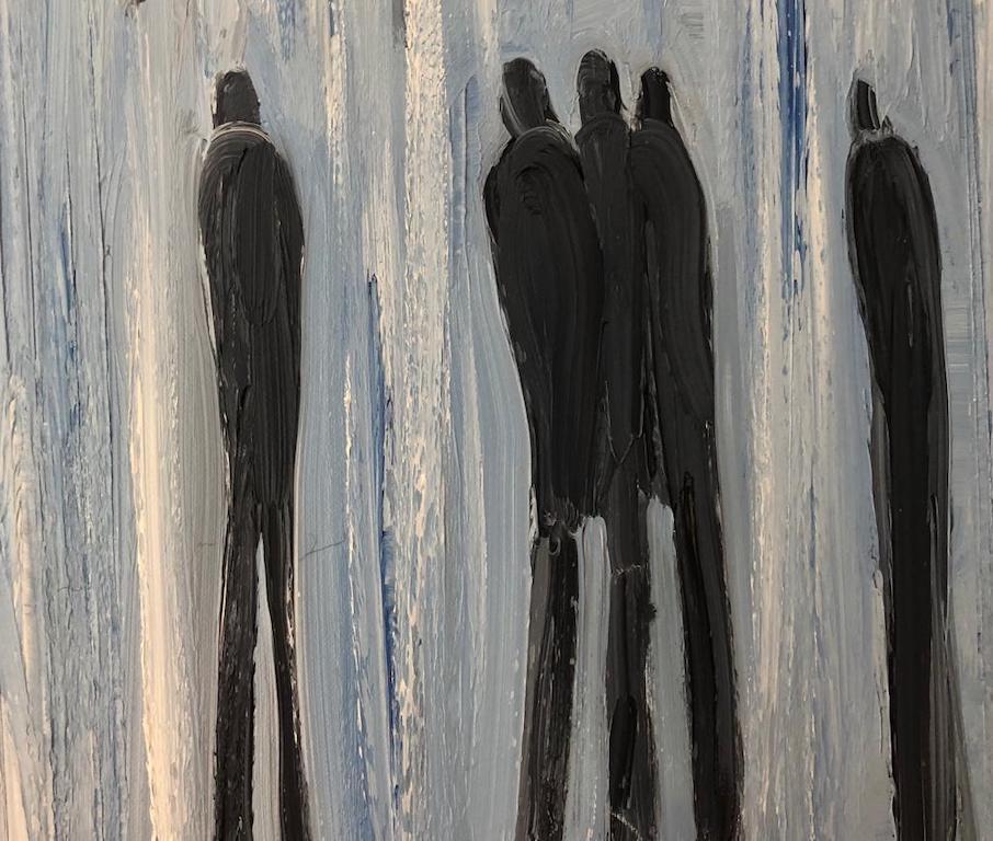 Perdido en la ciudad pintura figurativa contemporánea de Jo Holdsworth en venta 4