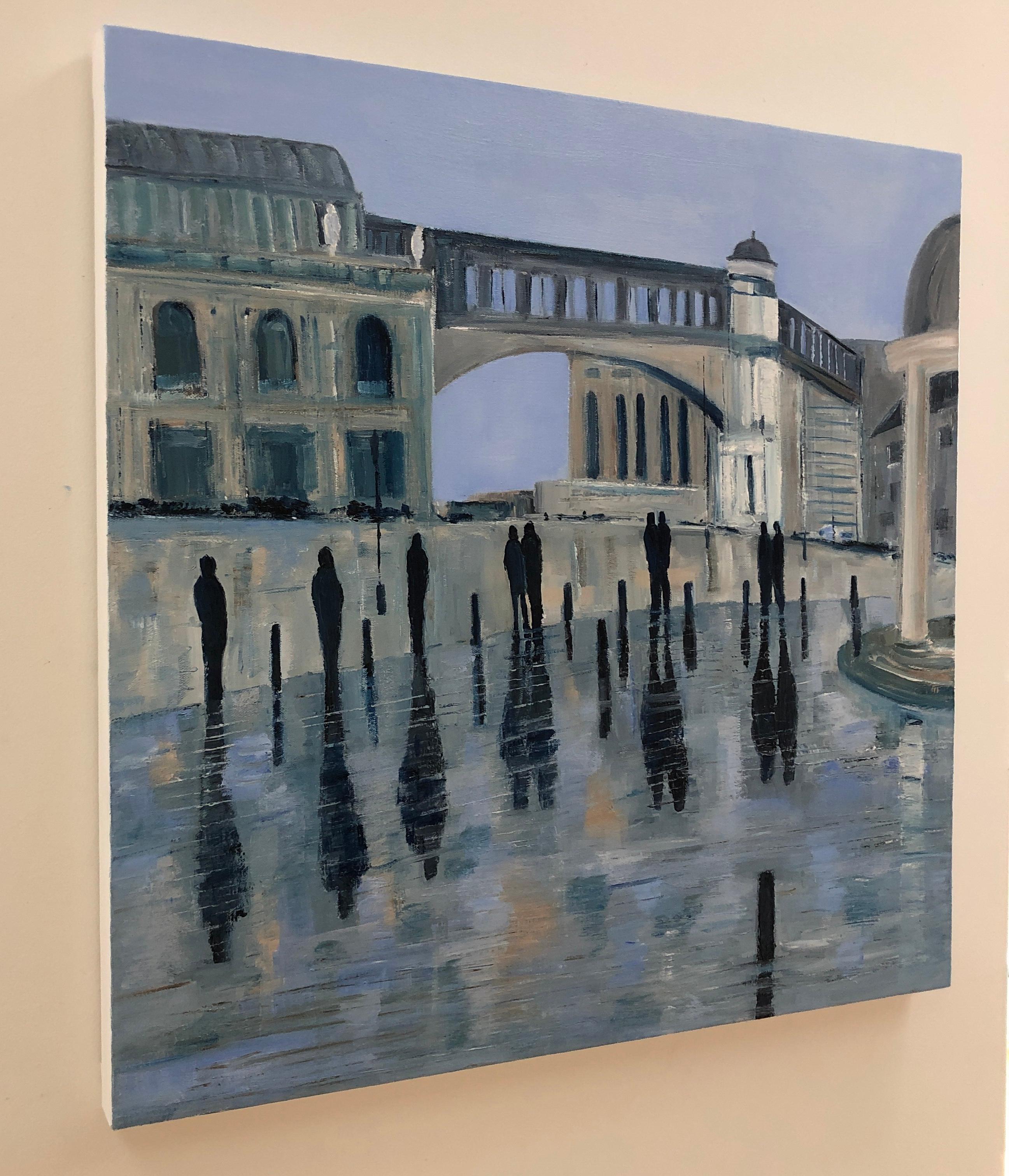 Station Square contemporary oil painting by award winning artist Jo Holdsworth For Sale 1